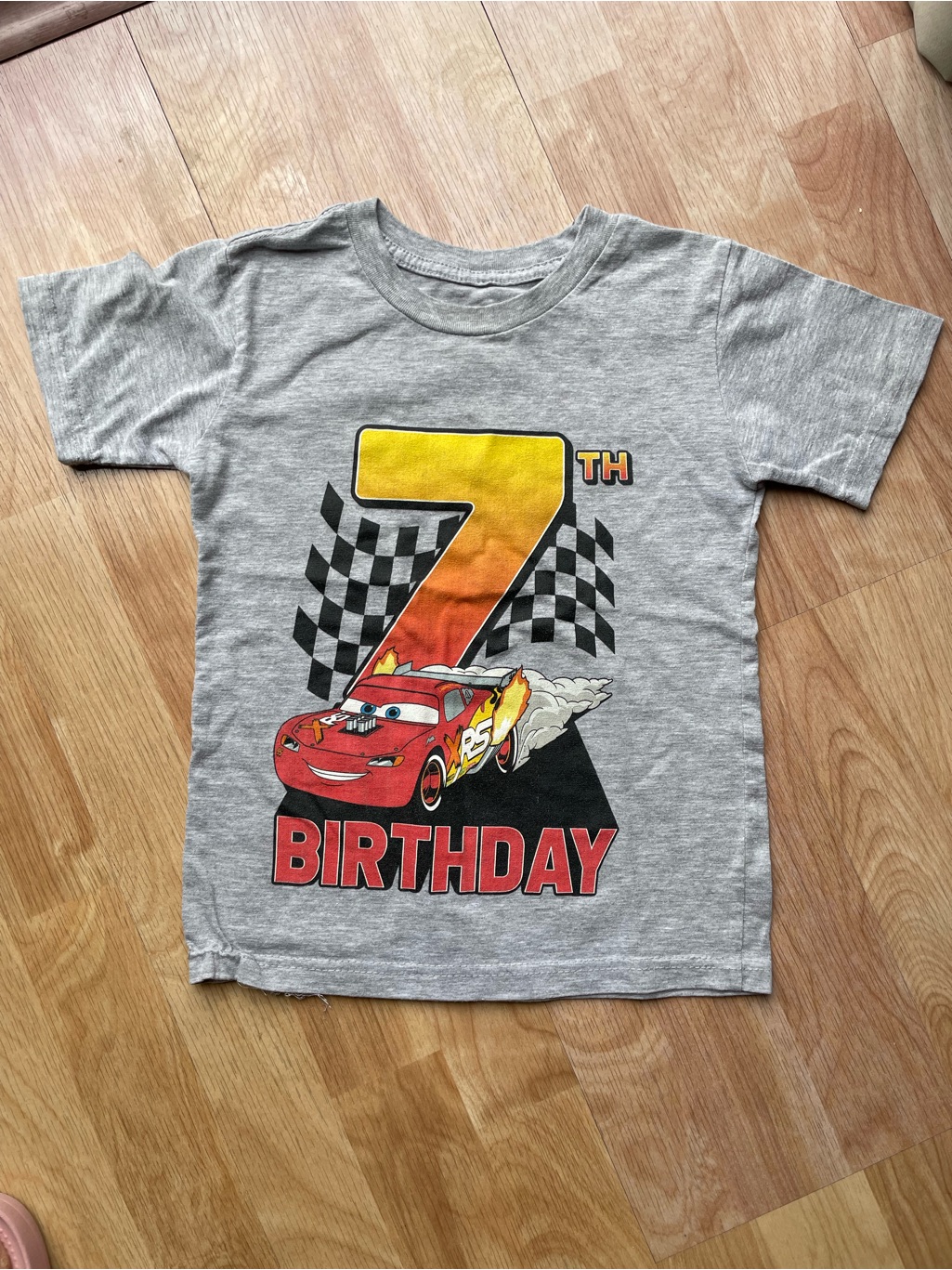 Cars 7th Birthday Short Sleeve Tee In Heather Gray